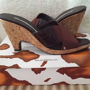 DONALD PLINER Cork Wedge Sandals - Size 9
